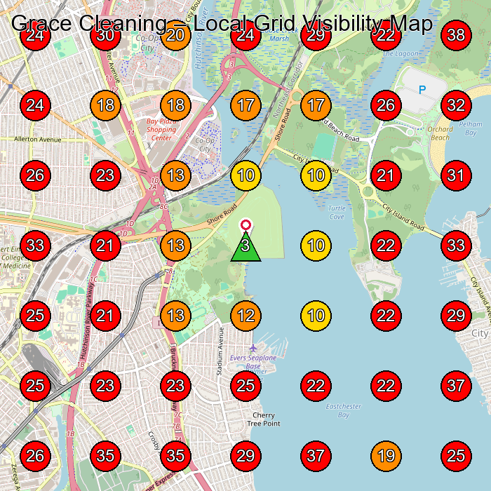 Grace Cleaning GeoGrid visibility map for Commercial Cleaning Service in Bronx